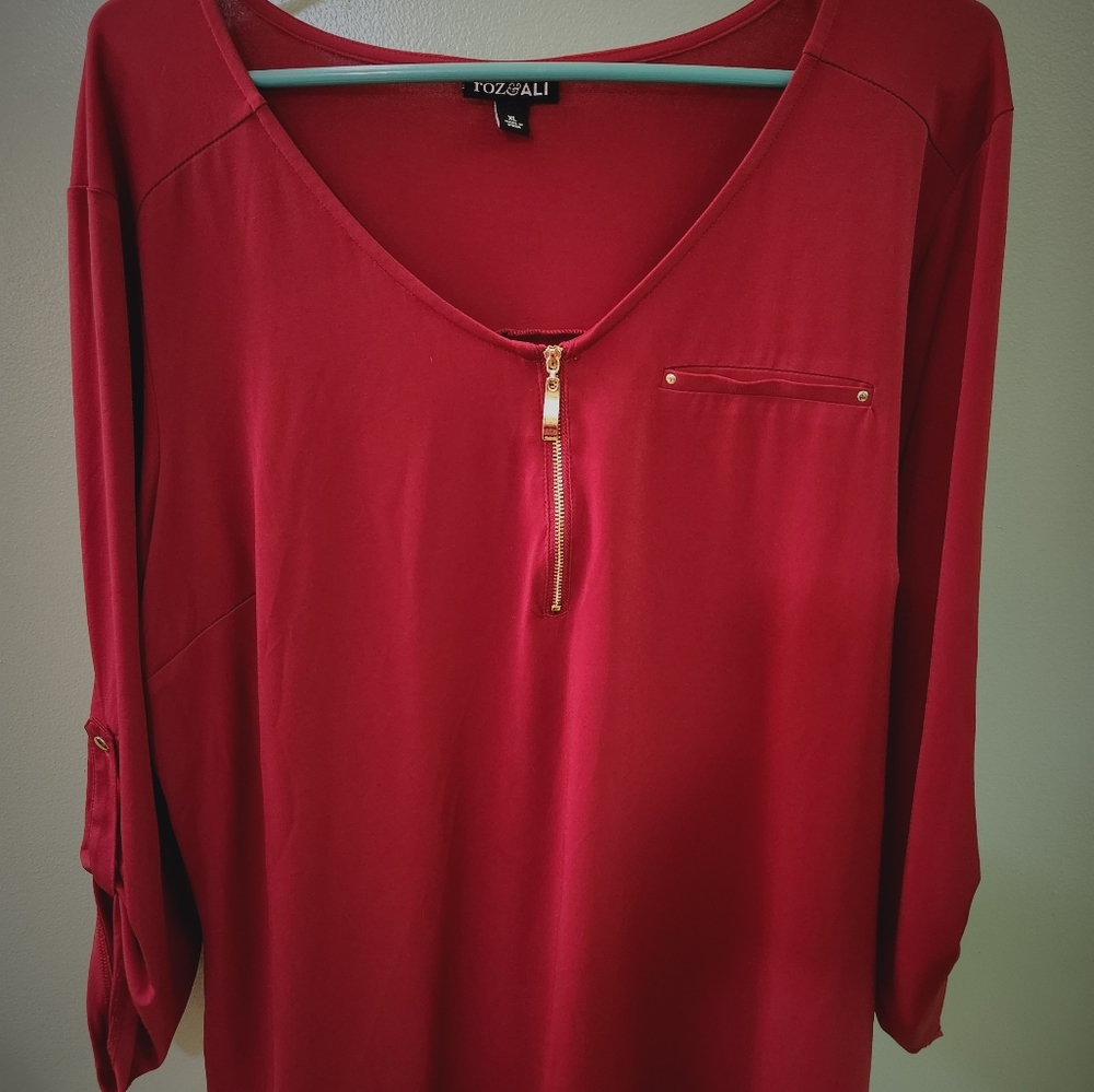 Roz&ali red long sleeve blouse